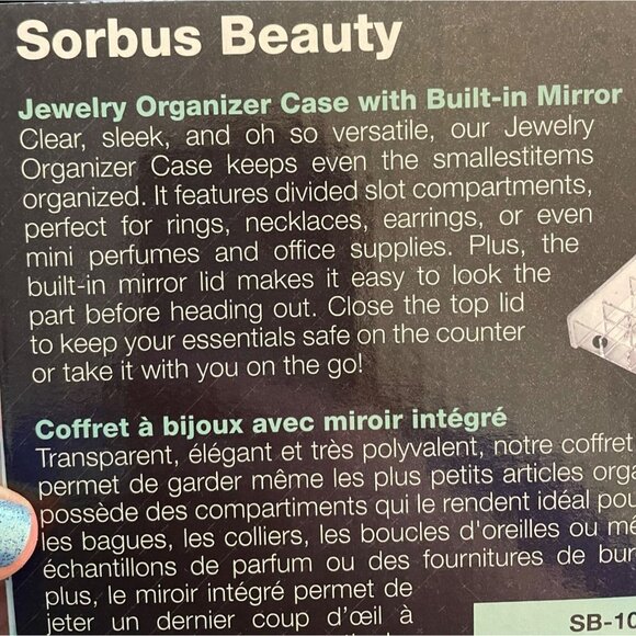 Folding Jewelry Organizer Case with Built in Mirror by Sorbus Beauty - Picture 7 of 10